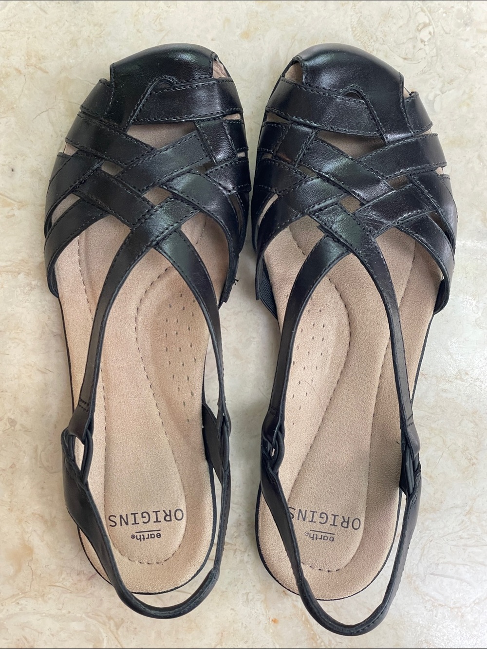 Earth Origins “Nellie” Black Leather Comfort Sandals | Women’s Size 9 - Picture 7 of 10
